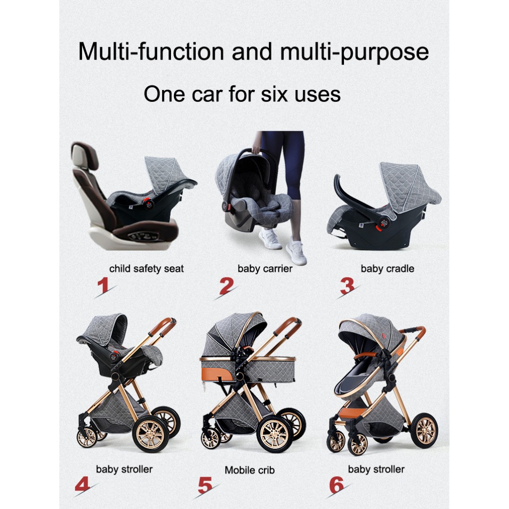 Luxury Portable Travel Pram 3 in 1Baby Stroller High Landscape Baby Pushchair Baby Travel Stroller Newborn Stroller