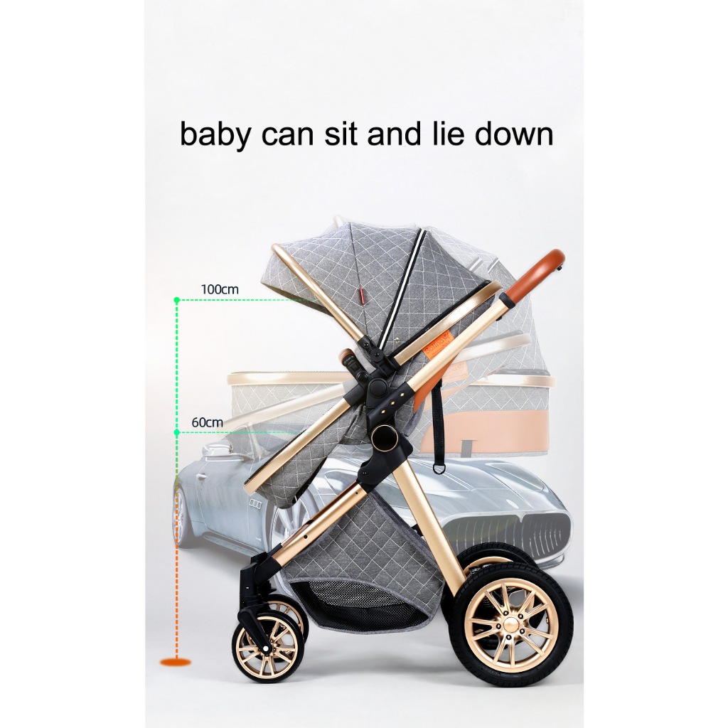 Luxury Portable Travel Pram 3 in 1Baby Stroller High Landscape Baby Pushchair Baby Travel Stroller Newborn Stroller