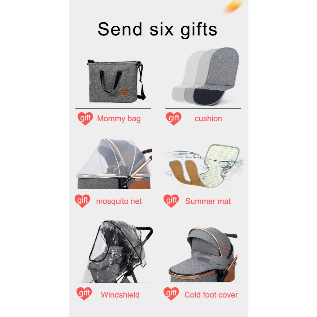 Luxury Portable Travel Pram 3 in 1Baby Stroller High Landscape Baby Pushchair Baby Travel Stroller Newborn Stroller