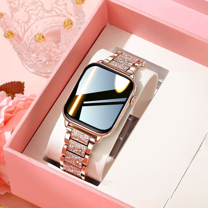 New Fashion Women Smart Watch Full Alloy Case AMOLED HD Screen Custom Dial Female Health Monitoring BT Call Smart
