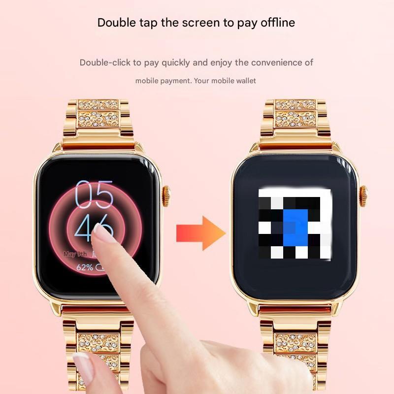 New Fashion Women Smart Watch Full Alloy Case AMOLED HD Screen Custom Dial Female Health Monitoring BT Call Smart