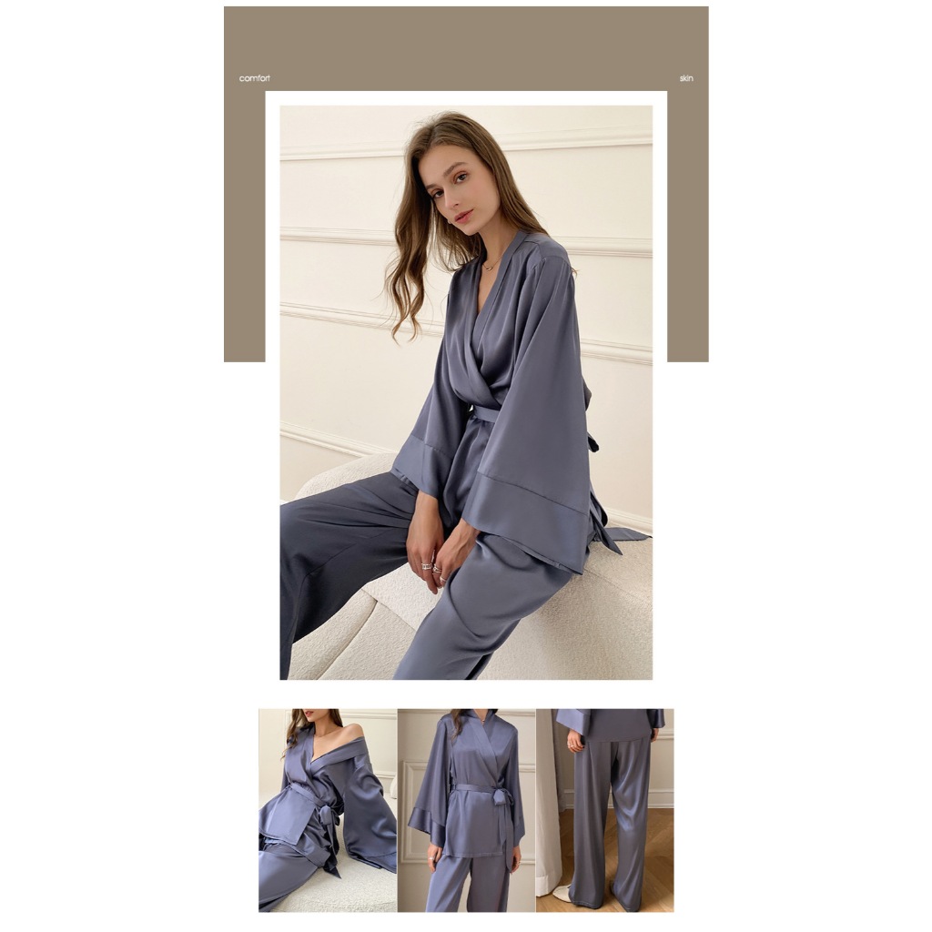 Womens Silk Satin Pajamas Set Sleepwear Pijama Women's Loungewear Pajamas Suit Pijama Mujer Two Piece Set