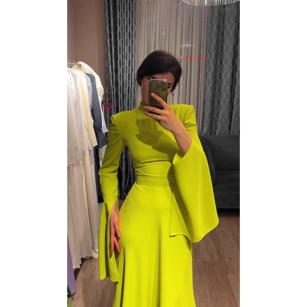 Latest Style Fashion Solid Color Party Evening Dress Women Spring Summer Ruffle Sleeves Elegant A-Line Maxi Dresses