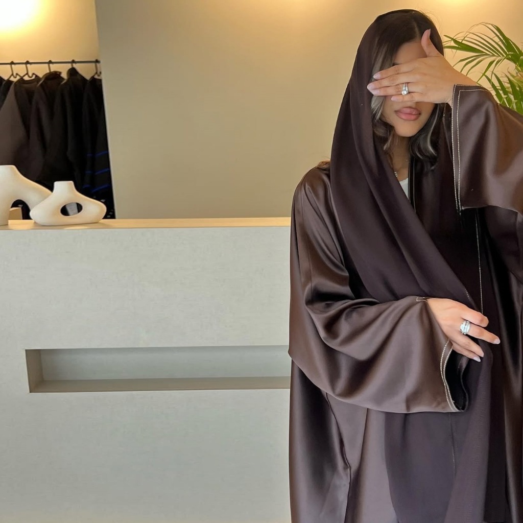 Luxury Elegant Eid Abaya Muslim Islamic Open Abaya Dubai Kaftan Maxi Robe Women Dress Satin Open Kimono