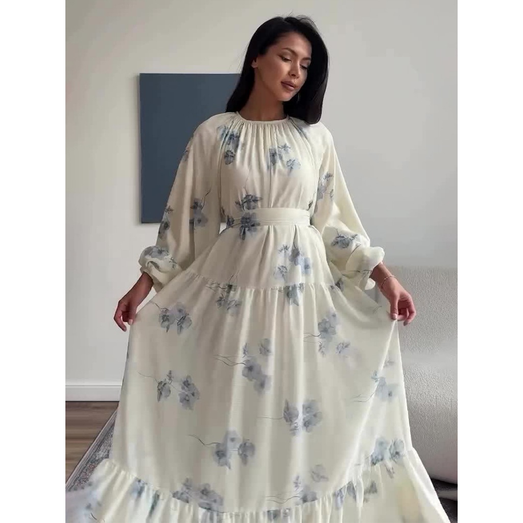 Divine Grace: Elegant Long-Sleeved Modest Fairy Dress