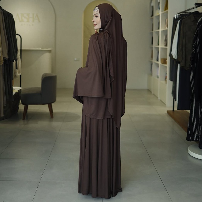 Muslim women's clothing new solid color long-sleeved top pleated long skirt suit