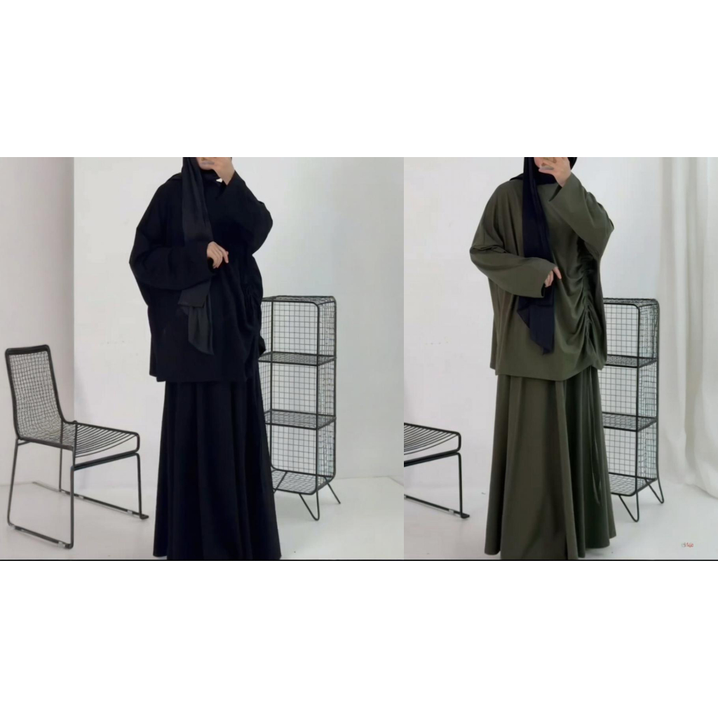 Simple solid color new loose and comfortable drawstring solid color skirt set women's clothing