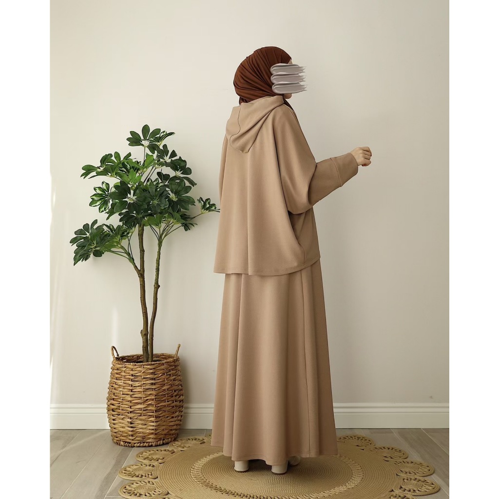 Muslim 2 Piece Set Women Hooded Top Skirt Suit Hoodie Ramadan Dubai Islam Casual Ensemble Arabic Long Skirts Outfits