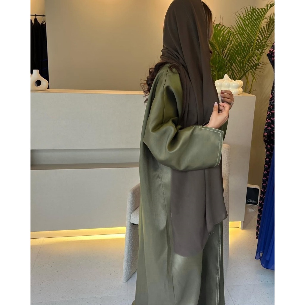 Luxury Elegant Eid Abaya Muslim Islamic Open Abaya Dubai Kaftan Maxi Robe Women Dress Satin Open Kimono