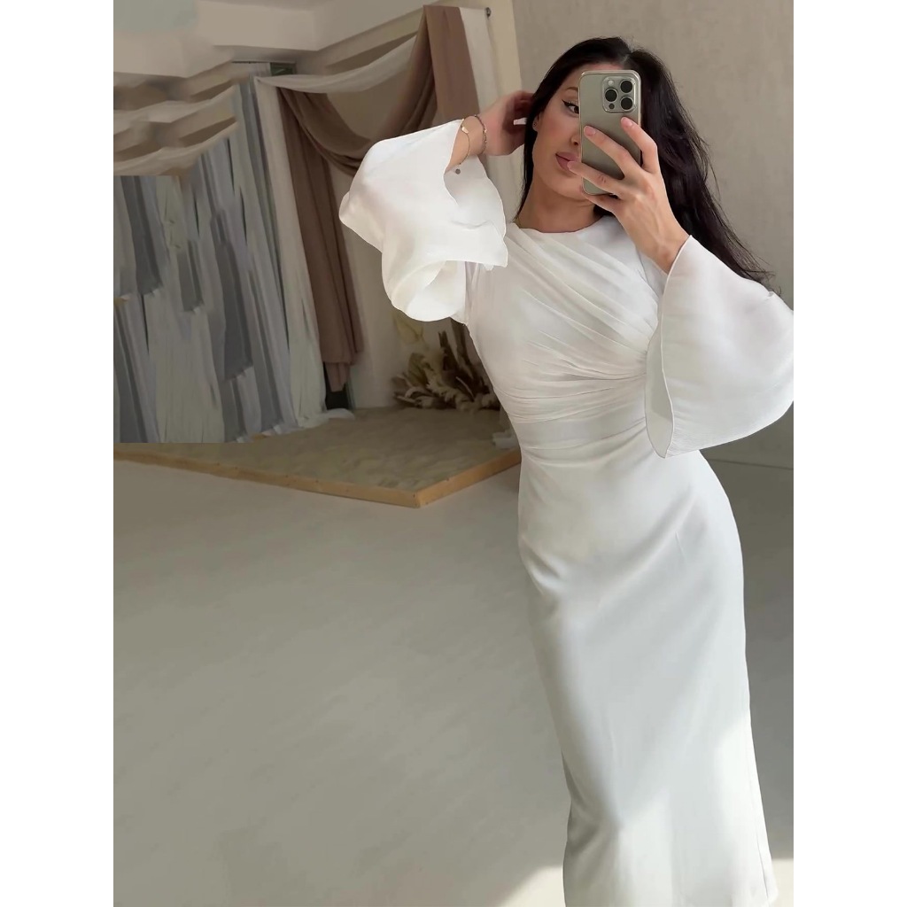 Muslim Silky Evening Dress Eid Ramadan Vestidos Arab Long Robe Kaftan Dubai Islam Women Party Dresses Abayas
