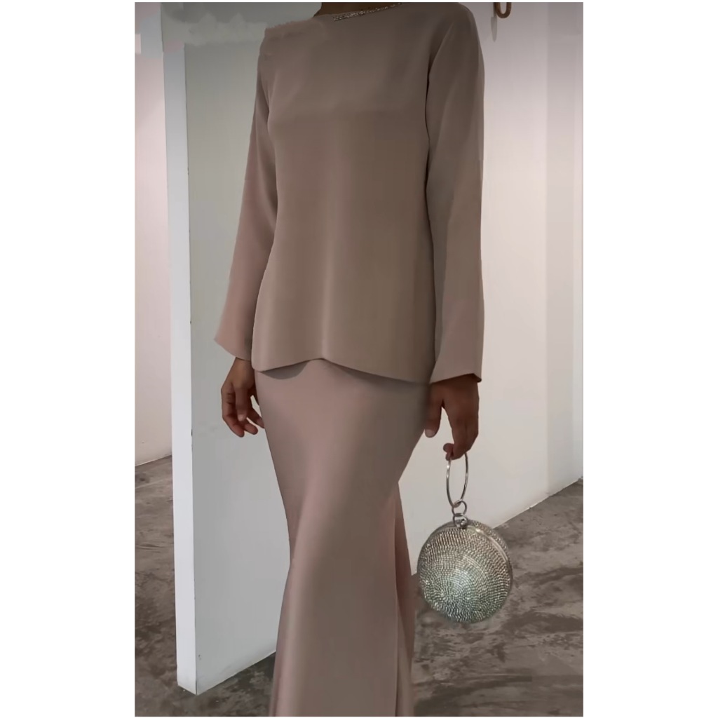 Elegant 2pcs Dress Women Muslim Abaya 2 Piece Sets Bat Sleeve Skirts Suits Pearl Dresses Vestido Eid Hijab Islam Clothin
