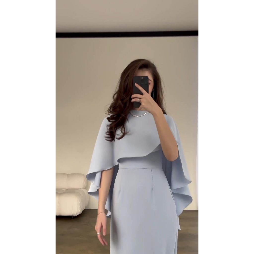 Dress Women Long Dresses Solid Color Slim Fit Tight Waist Round Collar Shawl Splice Elegant Female Vestidos