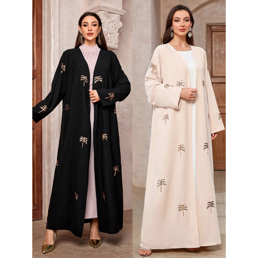 New Abaya Open Robe Grace Clothing Muslim Women Ramadan Embroidery Kimono Cardigan Kaftan Ramadan Eid Islamic Dress