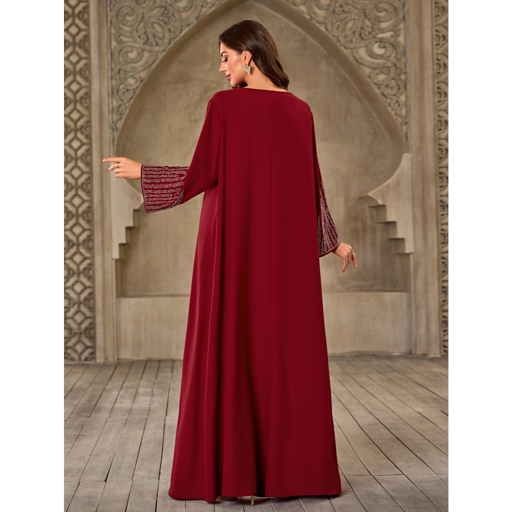 Diamonds Abaya Muslim Women Long Sleeve Maxi Dress Caftan Dubai Robe Jalabiya Kebaya Kaftan Muslimah Vestidos New
