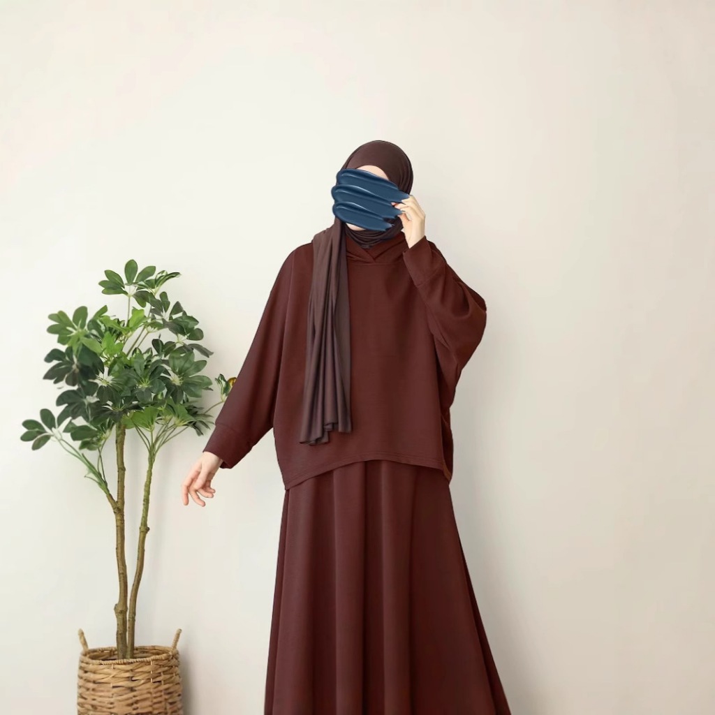 Muslim 2 Piece Set Women Hooded Top Skirt Suit Hoodie Ramadan Dubai Islam Casual Ensemble Arabic Long Skirts Outfits
