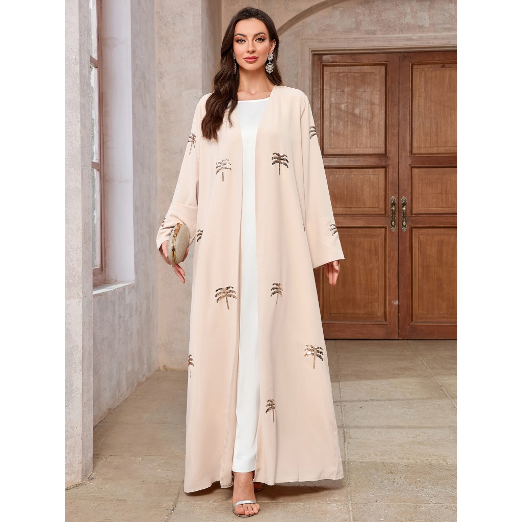 New Abaya Open Robe Grace Clothing Muslim Women Ramadan Embroidery Kimono Cardigan Kaftan Ramadan Eid Islamic Dress