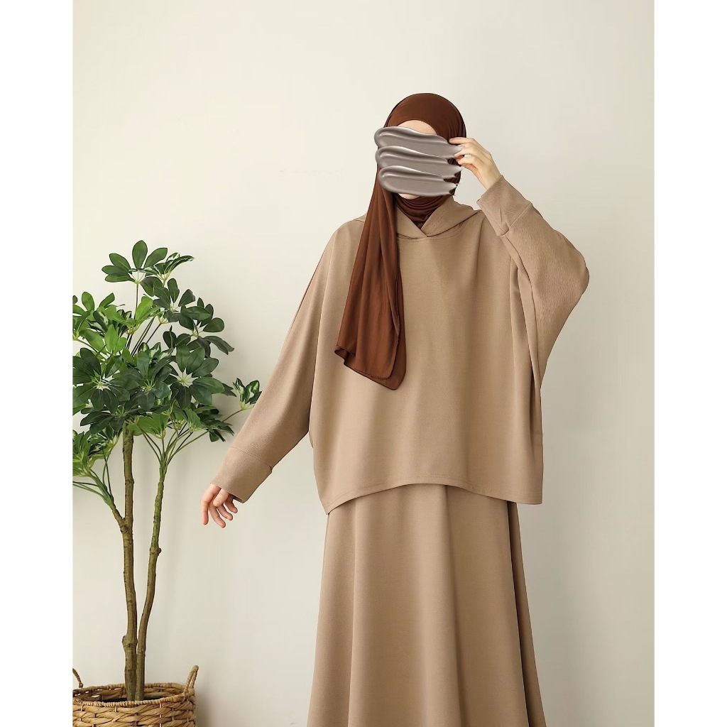 Muslim 2 Piece Set Women Hooded Top Skirt Suit Hoodie Ramadan Dubai Islam Casual Ensemble Arabic Long Skirts Outfits