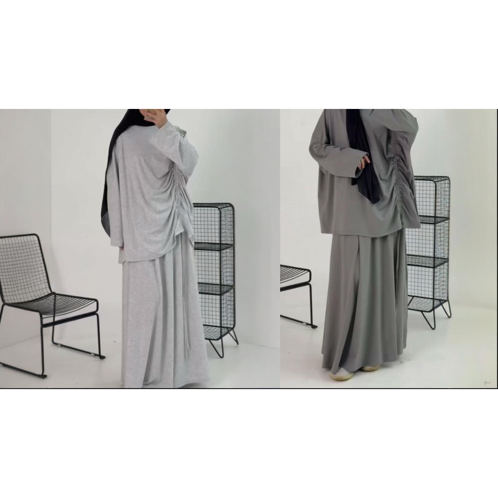 Simple solid color new loose and comfortable drawstring solid color skirt set women's clothing