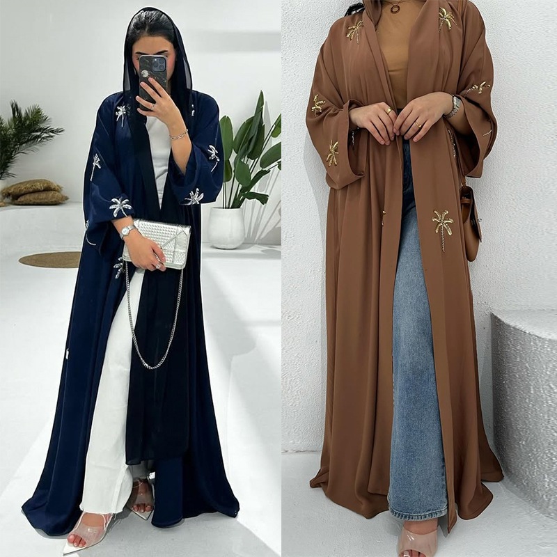 Dubai Open Abaya Women Muslim Dresses Embroidery Kimono Cardigan Kaftan Kebaya Caftan Robe Islam Jalabiya
