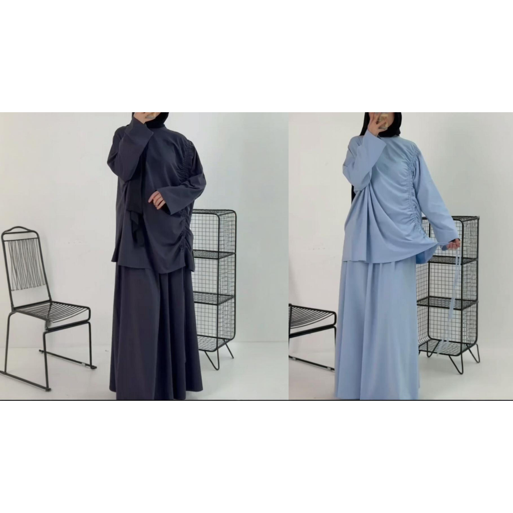 Simple solid color new loose and comfortable drawstring solid color skirt set women's clothing