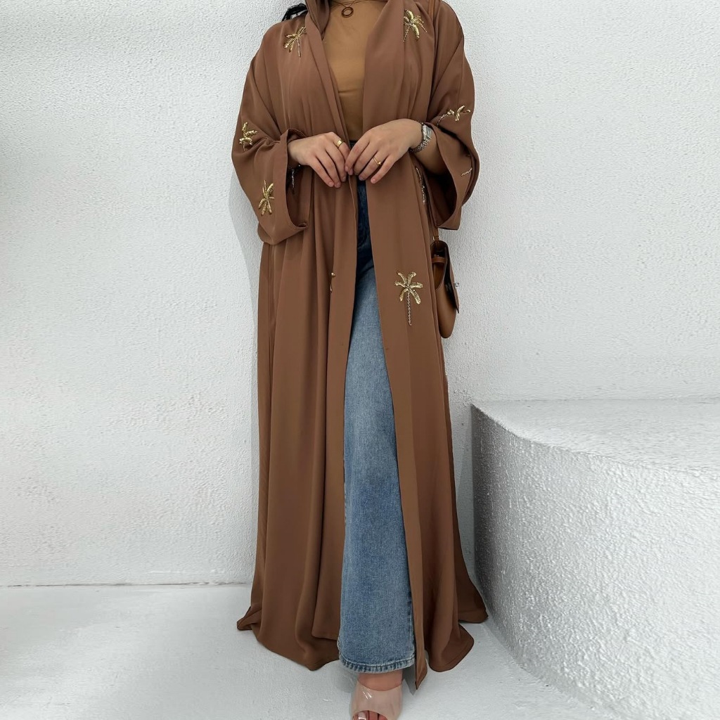 Dubai Open Abaya Women Muslim Dresses Embroidery Kimono Cardigan Kaftan Kebaya Caftan Robe Islam Jalabiya