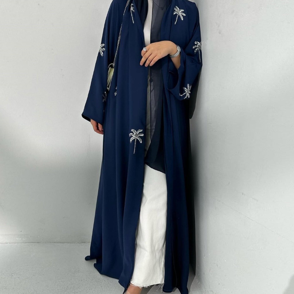 Dubai Open Abaya Women Muslim Dresses Embroidery Kimono Cardigan Kaftan Kebaya Caftan Robe Islam Jalabiya