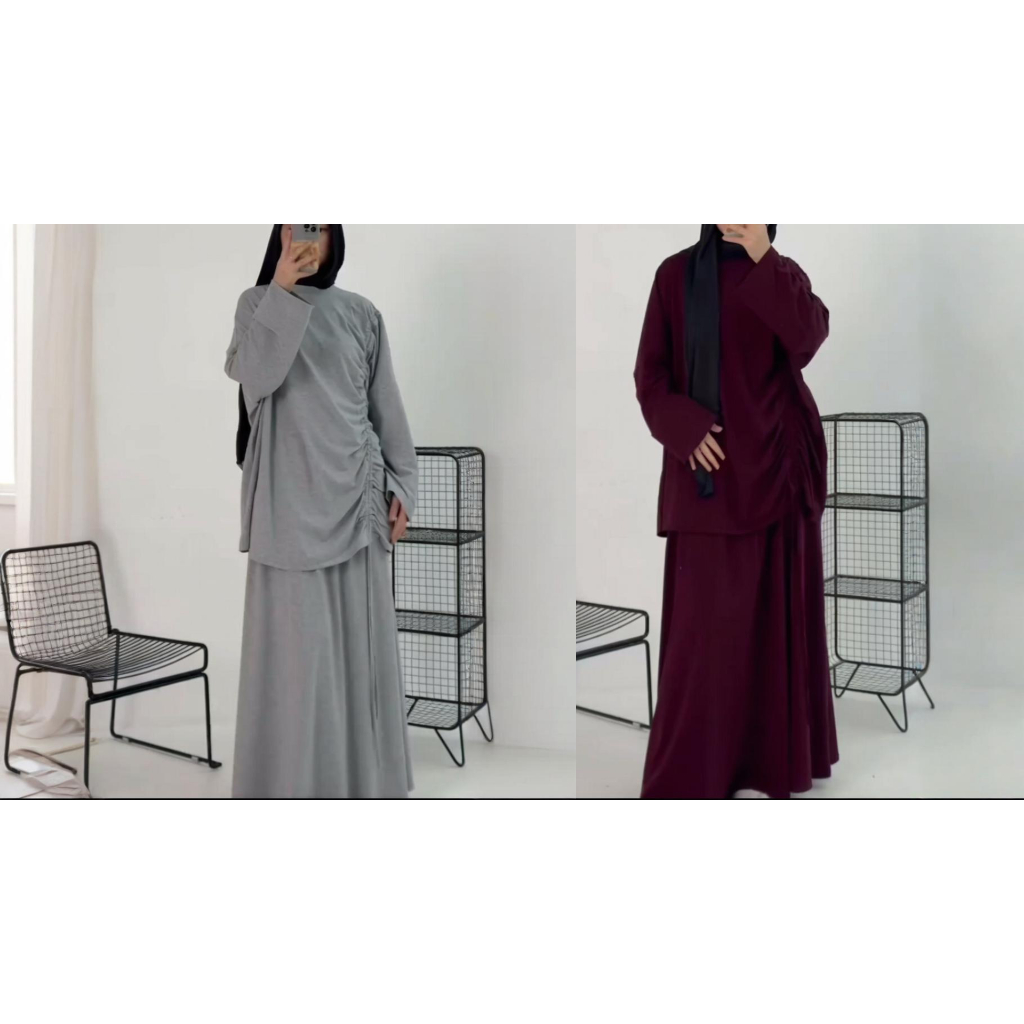 Simple solid color new loose and comfortable drawstring solid color skirt set women's clothing