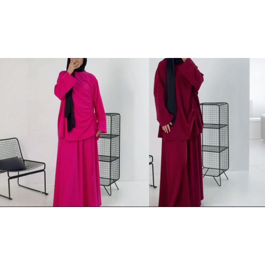 Simple solid color new loose and comfortable drawstring solid color skirt set women's clothing