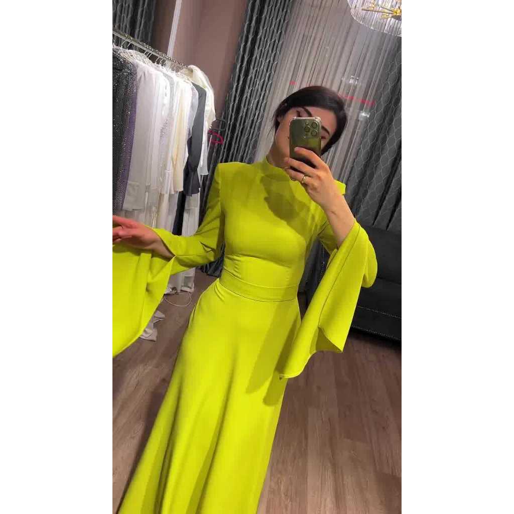 Latest Style Fashion Solid Color Party Evening Dress Women Spring Summer Ruffle Sleeves Elegant A-Line Maxi Dresses