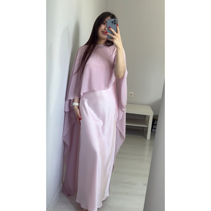 Two Piece Party Outfit Women O-Neck Bat Sleeve Tops Dresses Suits Solid Color Two Piece Set