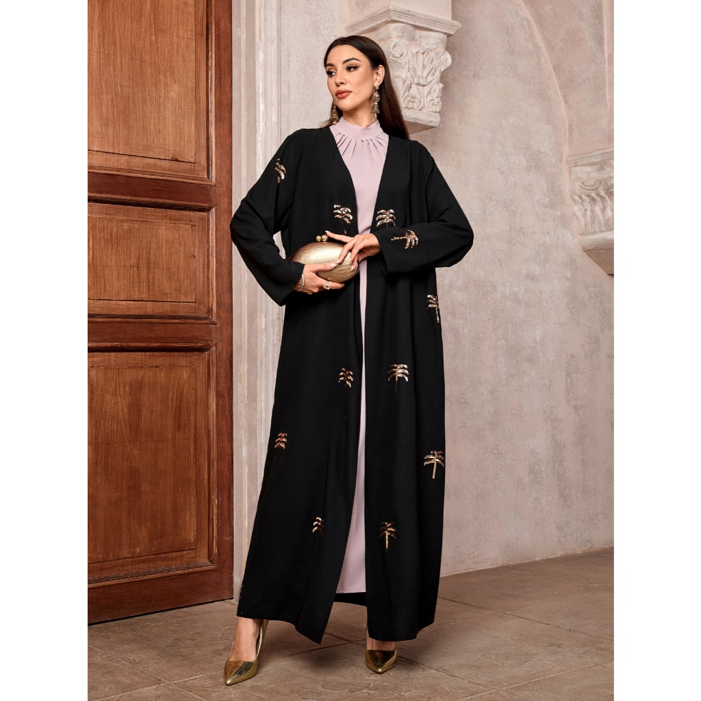 New Abaya Open Robe Grace Clothing Muslim Women Ramadan Embroidery Kimono Cardigan Kaftan Ramadan Eid Islamic Dress