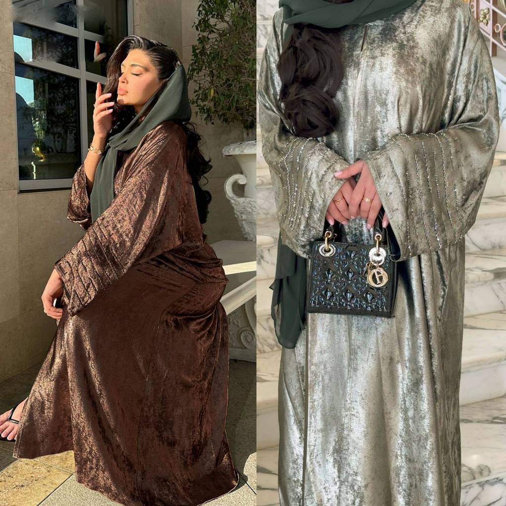 Shiny Satin Open Kimono Abaya Dubai Luxury Muslim Abayas For Women Kaftan Dress Islam Clothing Robe Caftan