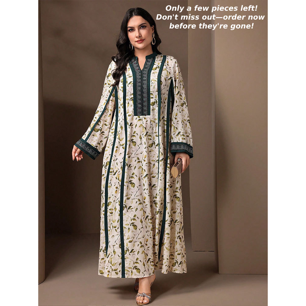 Middle East Dubai fashion large size dress Muslim loose long ice silk wrinkled robe