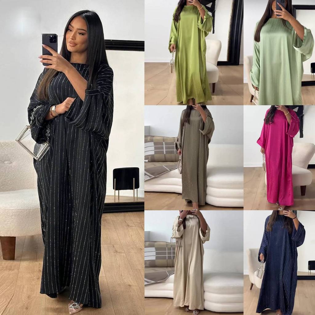 Luxury Dubai Abaya Dress for Muslim Women Ramadan Raya Malayu Party Clothing Islamic Malayu Modest Long Robe