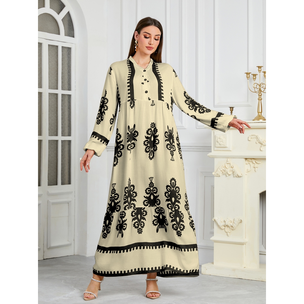 New Women's Muslim Musilin Robe Loose, Comfortable, Fashionable Home Long Dress Robe Abaya Dubai Luxury Islam Elegant
