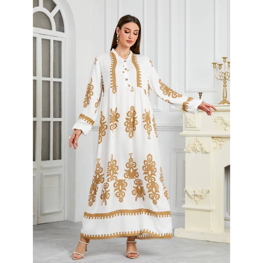 New Women's Muslim Musilin Robe Loose, Comfortable, Fashionable Home Long Dress Robe Abaya Dubai Luxury Islam Elegant