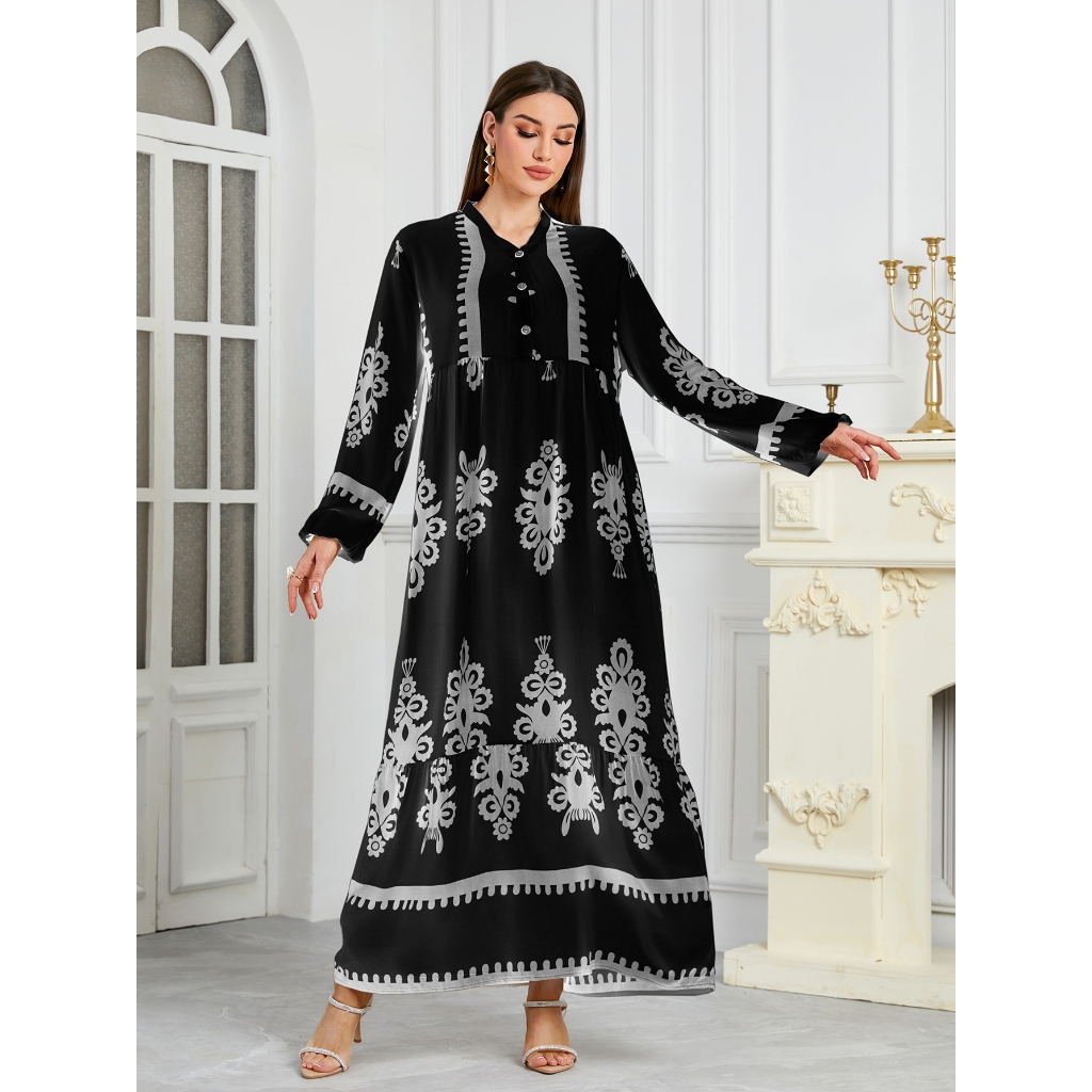 New Women's Muslim Musilin Robe Loose, Comfortable, Fashionable Home Long Dress Robe Abaya Dubai Luxury Islam Elegant