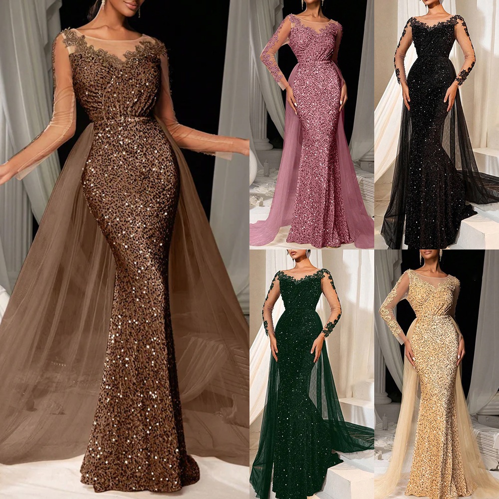 Long Ballgown Women's Evening Dress Elegant Fashionable Lace Party Gown