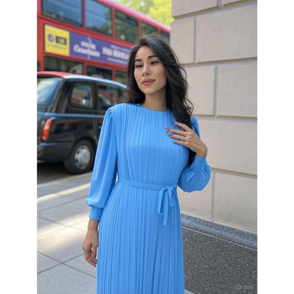 Muslim women Grace Elegant Pleated Chiffon Dress A Flowing Statement of Beauty Swag Abaya