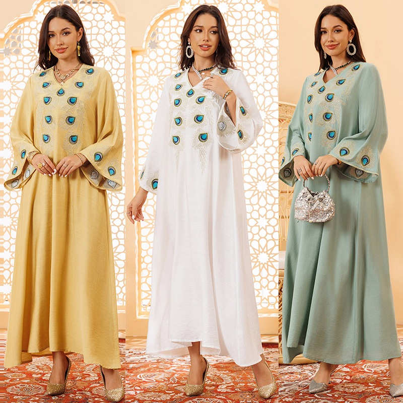 Dubai Embroidery Abayas for Women Long Dress Kaftan Party Raya Djellaba Islam Clothing Caftan Jalabiya Robe
