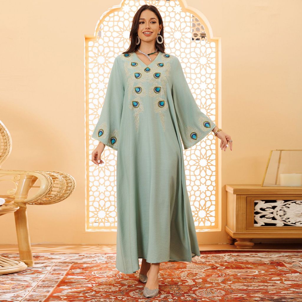 Dubai Embroidery Abayas for Women Long Dress Kaftan Party Raya Djellaba Islam Clothing Caftan Jalabiya Robe