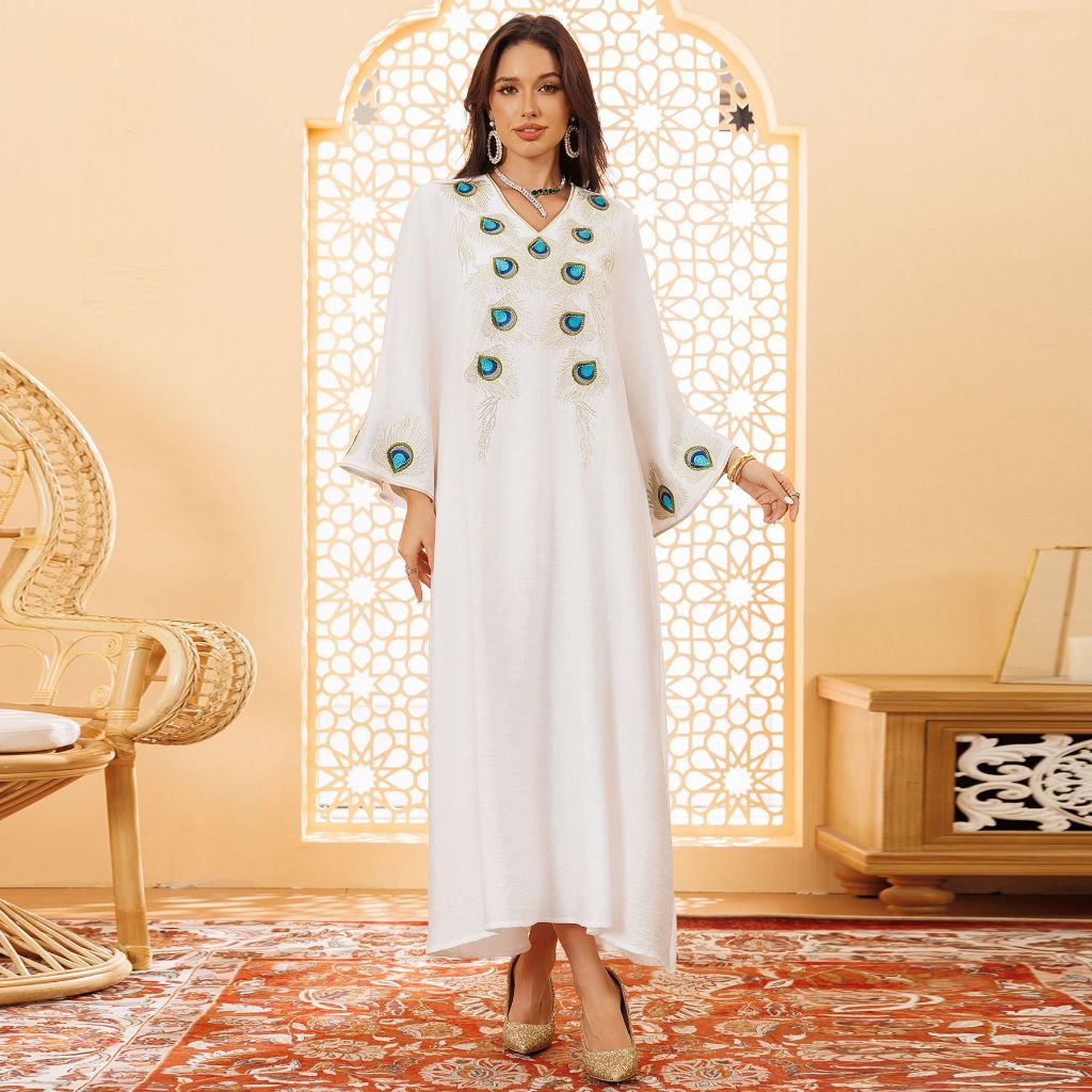 Dubai Embroidery Abayas for Women Long Dress Kaftan Party Raya Djellaba Islam Clothing Caftan Jalabiya Robe