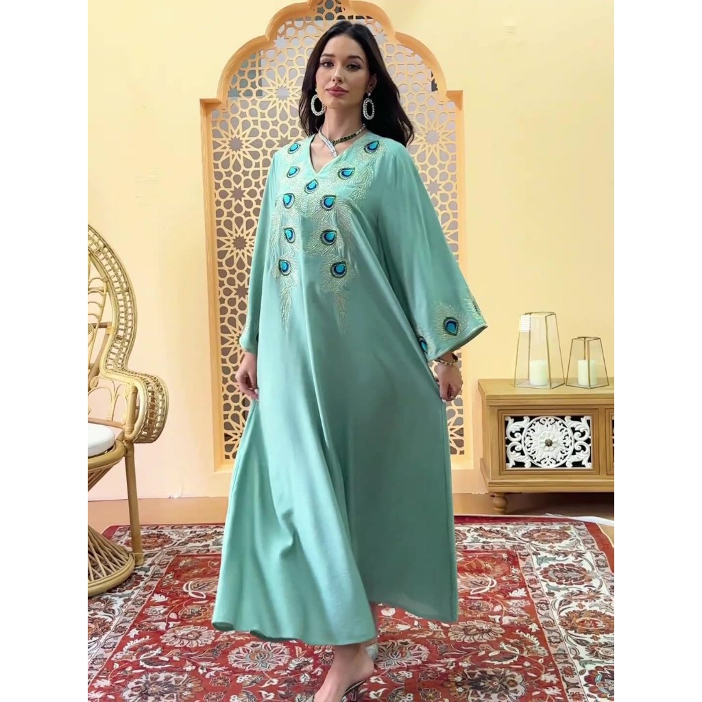 Dubai Embroidery Abayas for Women Long Dress Kaftan Party Raya Djellaba Islam Clothing Caftan Jalabiya Robe