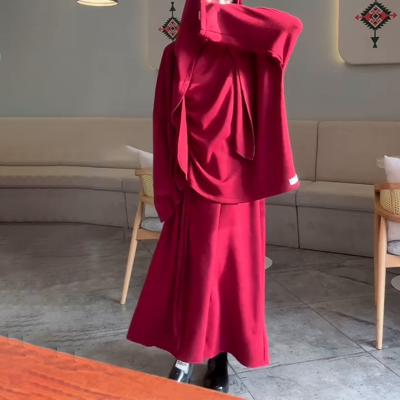Middle East spring new loose and comfortable all-match solid color skirt suit women's clothing