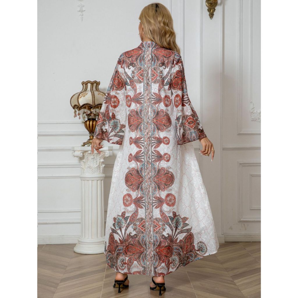 New Muslim Women's Robe Embroidered Cloth Print Diamond Women's Long Dress