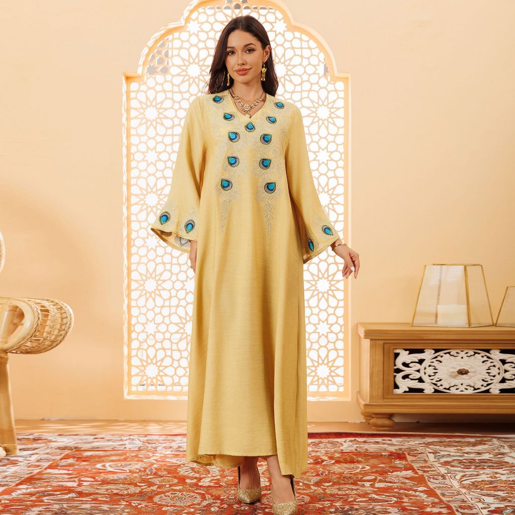 Dubai Embroidery Abayas for Women Long Dress Kaftan Party Raya Djellaba Islam Clothing Caftan Jalabiya Robe