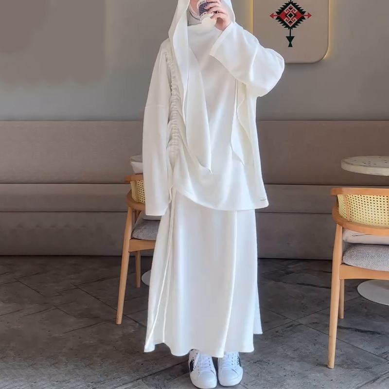 Middle East spring new loose and comfortable all-match solid color skirt suit women's clothing