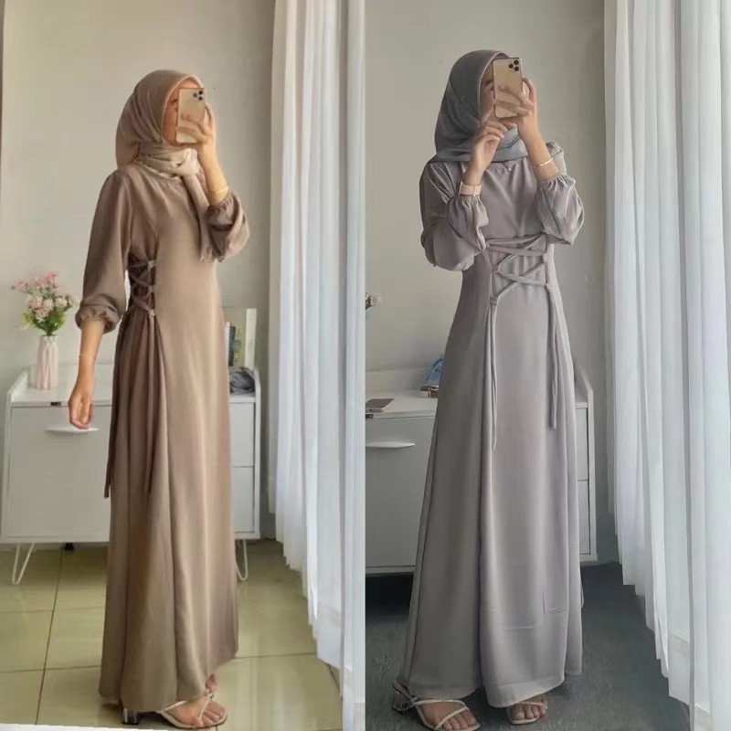 New Women's Dress Loose Commuter Round Neck Strap Ethnic Style A-line Skirt