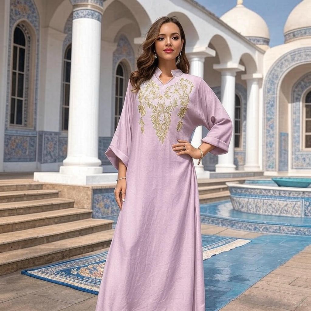 Muslim Robe Women Embroidered Abaya Dress Dubai Women Muslim Slim Elegant Abaya