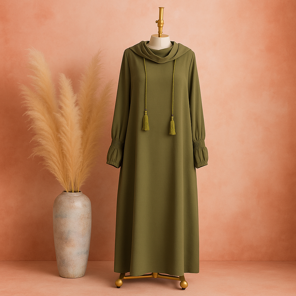 Muslim Abaya Long Sleeve Hat Women Raya Hooded long Kaftan Arab Robe Islamic Hijab Dubai Jubah